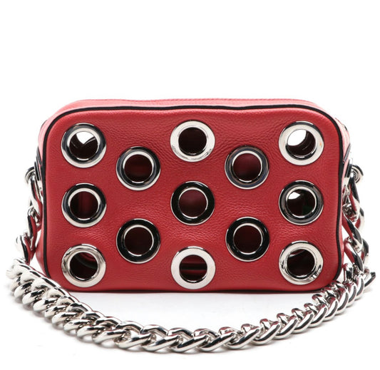 Prada Vitello Daino Grommet Chain Bag