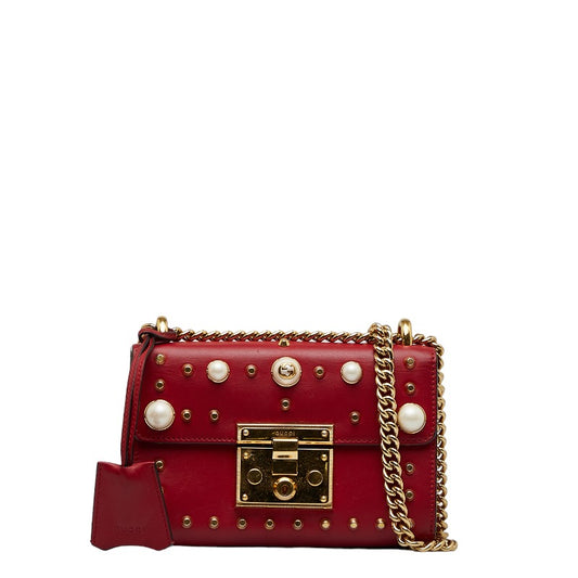 Gucci Pearl Studded Padlock Shoulder Bag