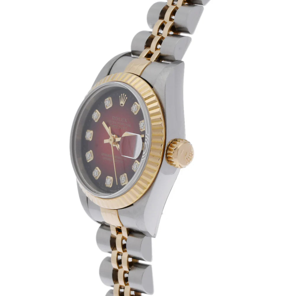 Rolex Lady Datejust 69173 26MM Red Diamond Dial with Two Tone Jubilee Bracelet