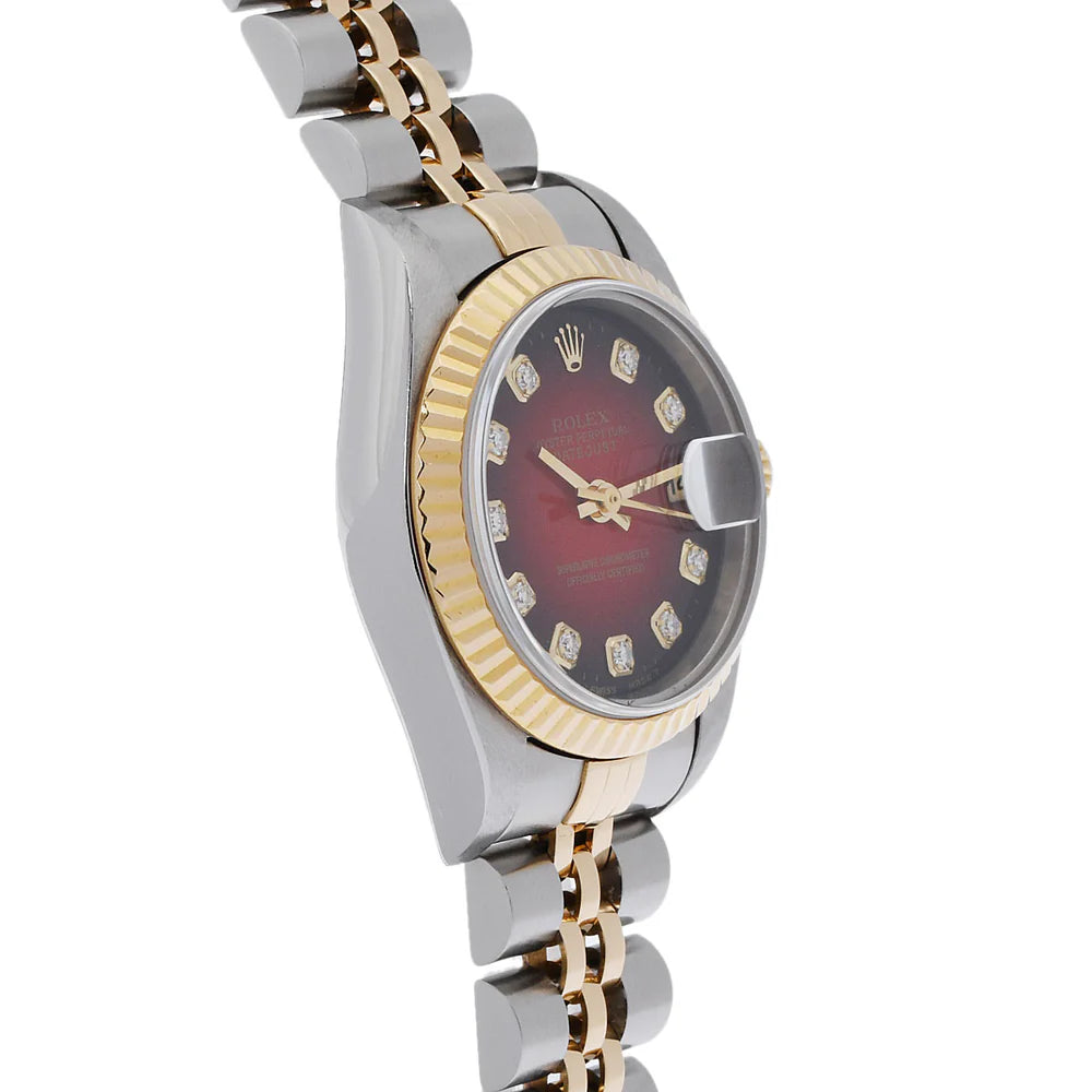 Rolex Lady Datejust 69173 26MM Red Diamond Dial with Two Tone Jubilee Bracelet