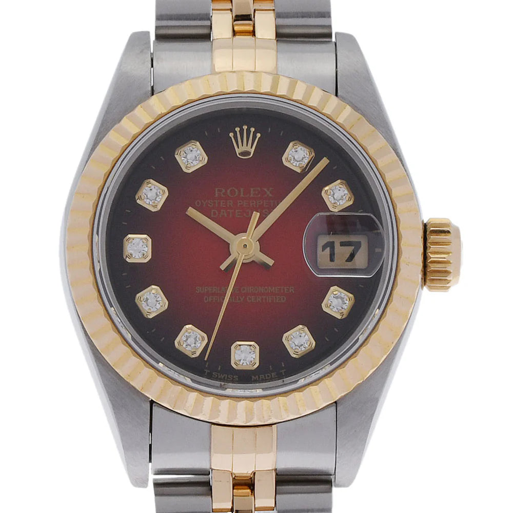 Rolex Lady Datejust 69173 26MM Red Diamond Dial with Two Tone Jubilee Bracelet