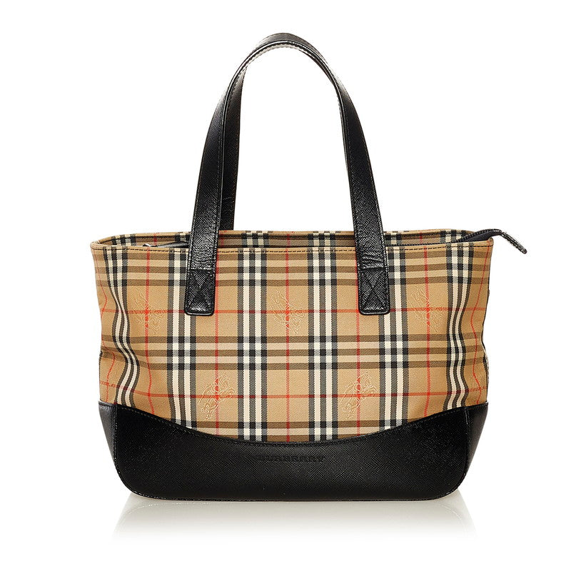 Burberry Brown Haymarket Check Canvas Handle Bag