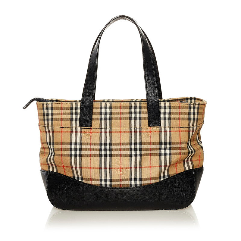 Burberry Brown Haymarket Check Canvas Handle Bag