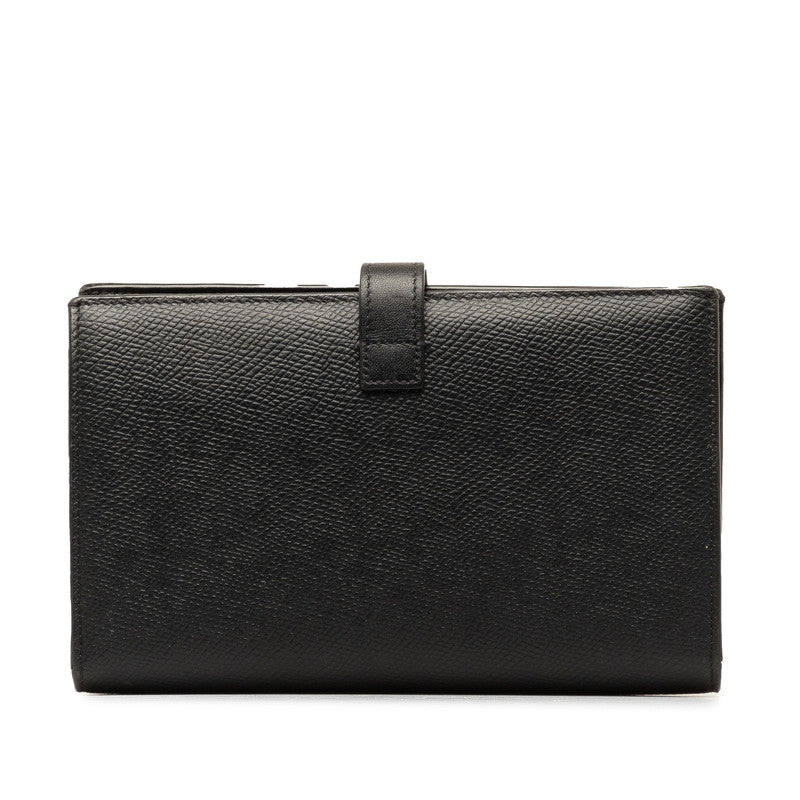 Celine Large Strap Folding Wallet Black Leather