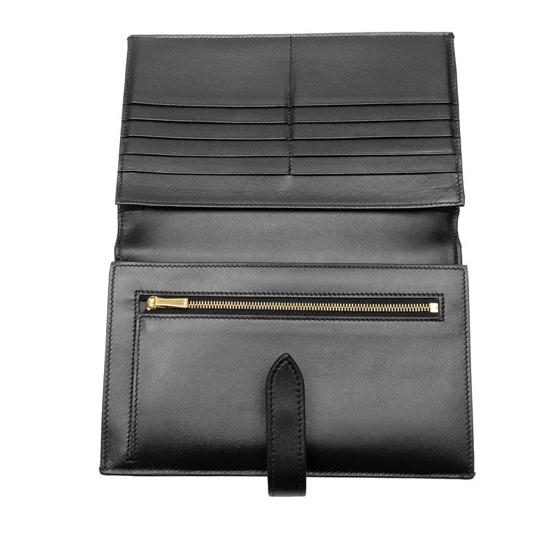 Celine Large Strap Folding Wallet Black Leather