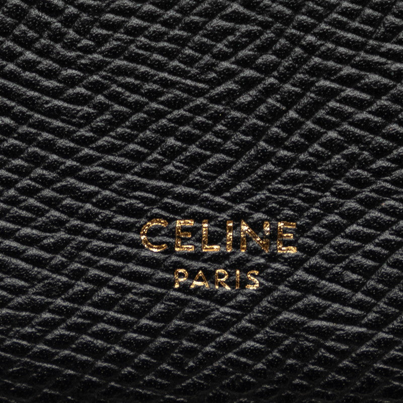 Celine Large Strap Folding Wallet Black Leather