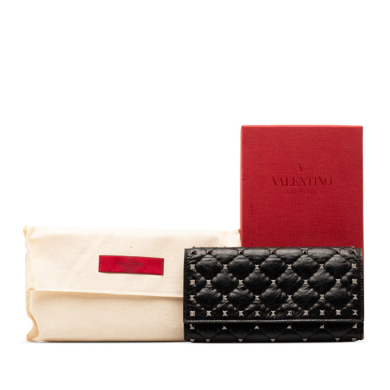 Valentino Rockstud Quilted Leather Spike Flap Continental Wallet