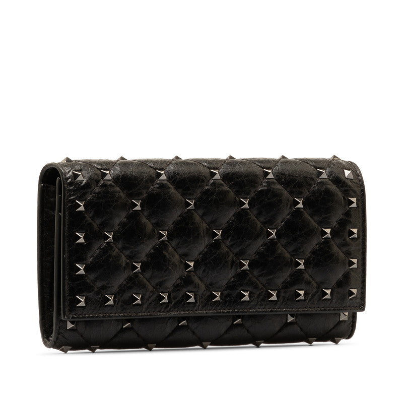 Valentino Rockstud Quilted Leather Spike Flap Continental Wallet