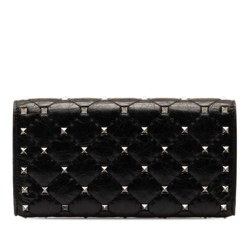 Valentino Rockstud Quilted Leather Spike Flap Continental Wallet