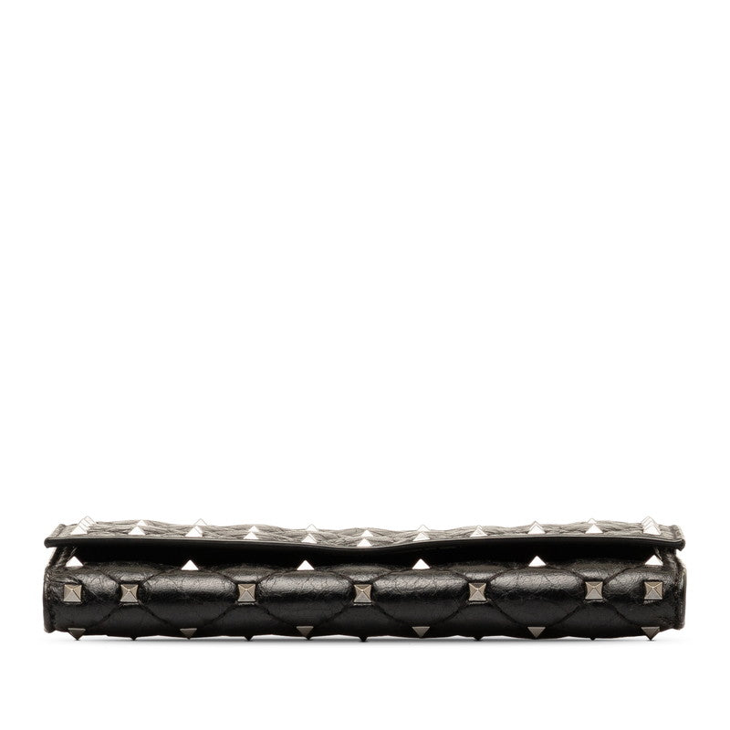 Valentino Rockstud Quilted Leather Spike Flap Continental Wallet