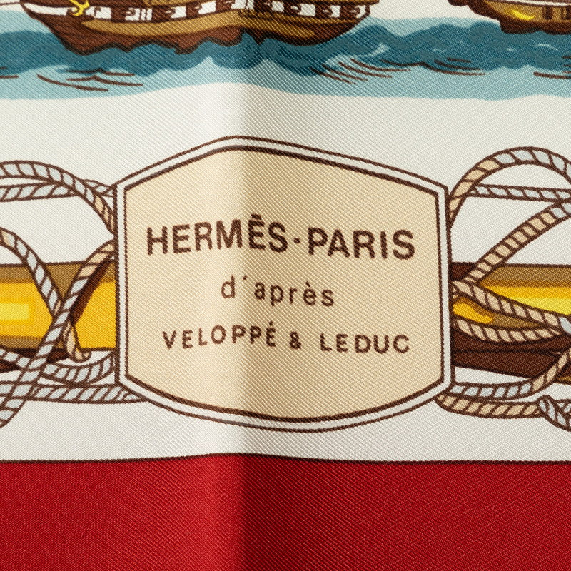 Hermes Carre 90 Navires D'Europe Voiles Mixtes Et Vapeur Ship Silk Scarf