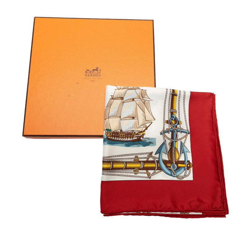 Hermes Carre 90 Navires D'Europe Voiles Mixtes Et Vapeur Ship Silk Scarf