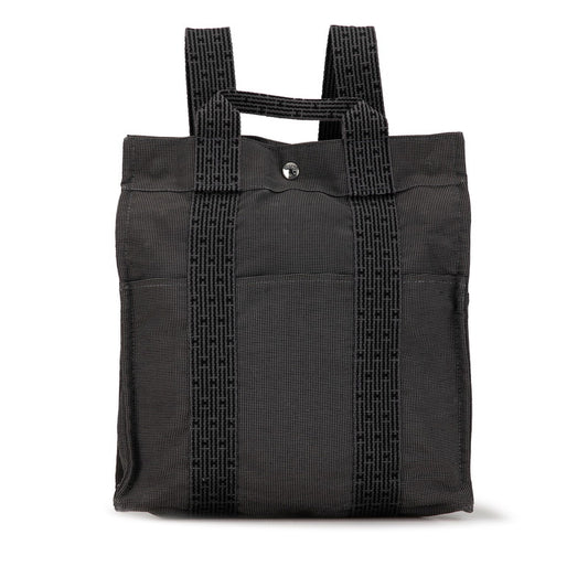 Hermes Black Canvas Herbag Zip Backpack