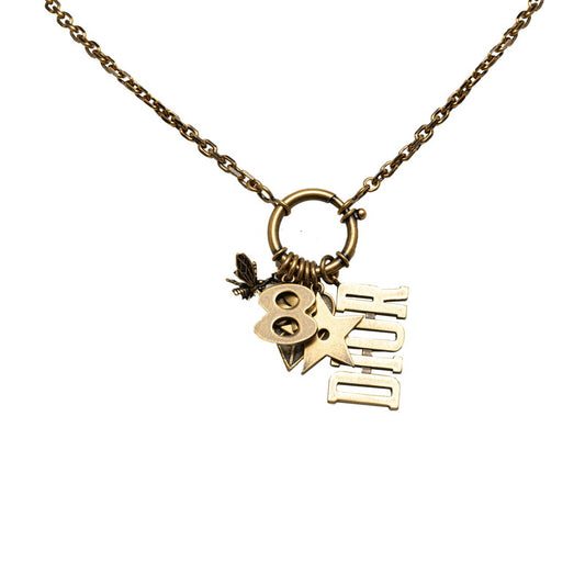 Dior Logo Bee 8 Hearts Star Clover Charm Necklace
