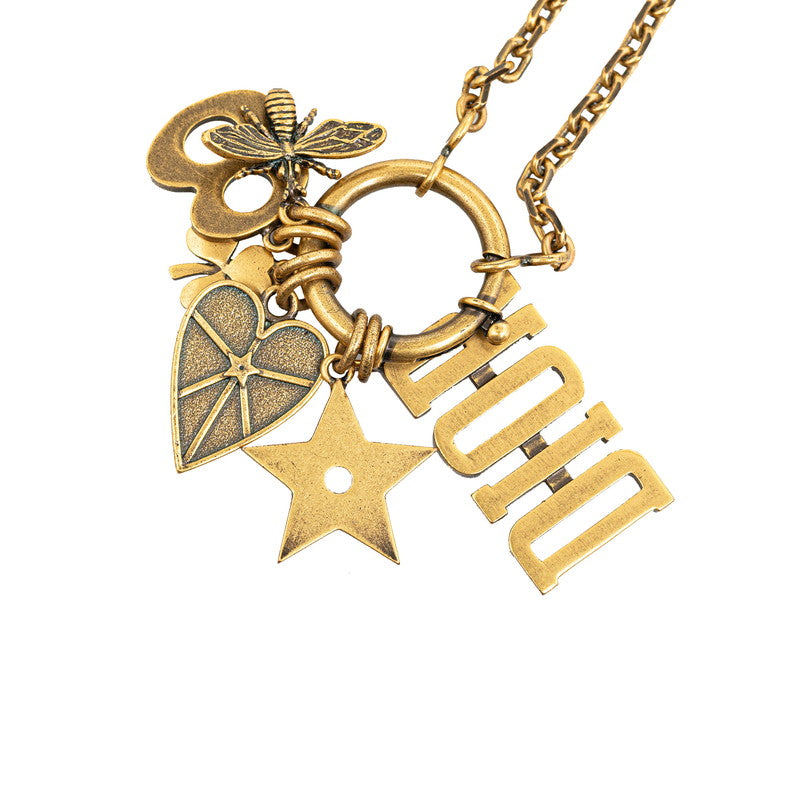 Dior Logo Bee 8 Hearts Star Clover Charm Necklace