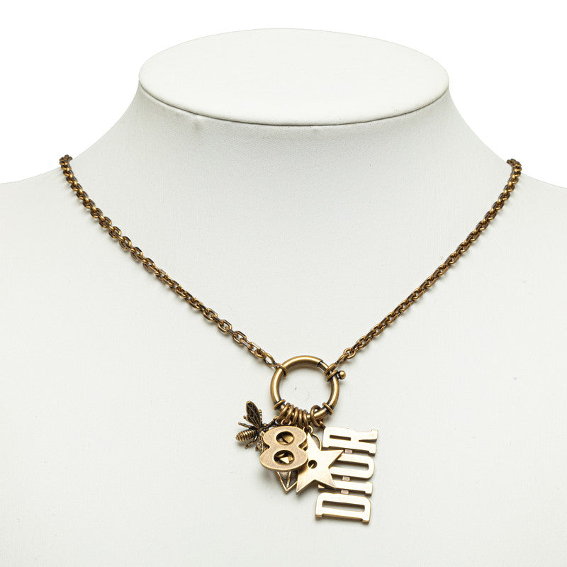 Dior Logo Bee 8 Hearts Star Clover Charm Necklace