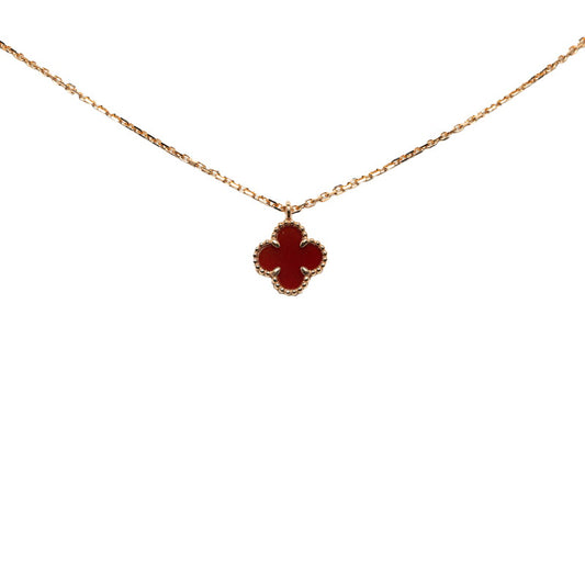 Van Cleef & Arpels Sweet Alhambra Carnelian 18k Rose Gold Necklace