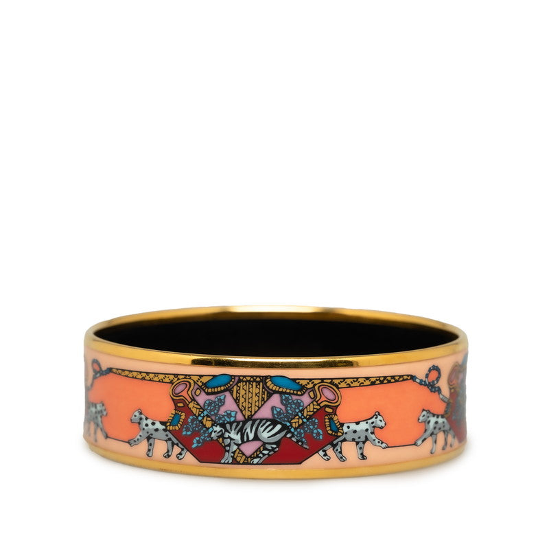 Hermes Emile Gm Cloisonne Bangle Gold Pink Multicolor Plated