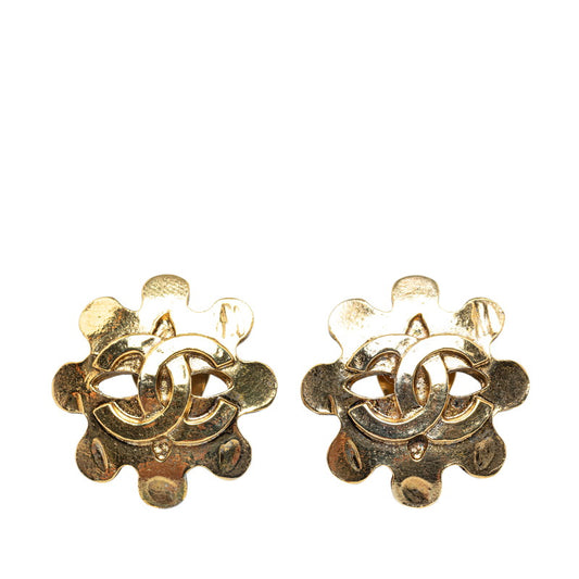 Chanel CC Flower Motif Clip On Earrings