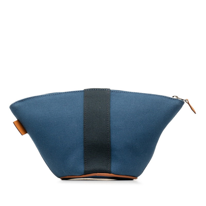 Hermes Canvas Palmyre Pouch Blue