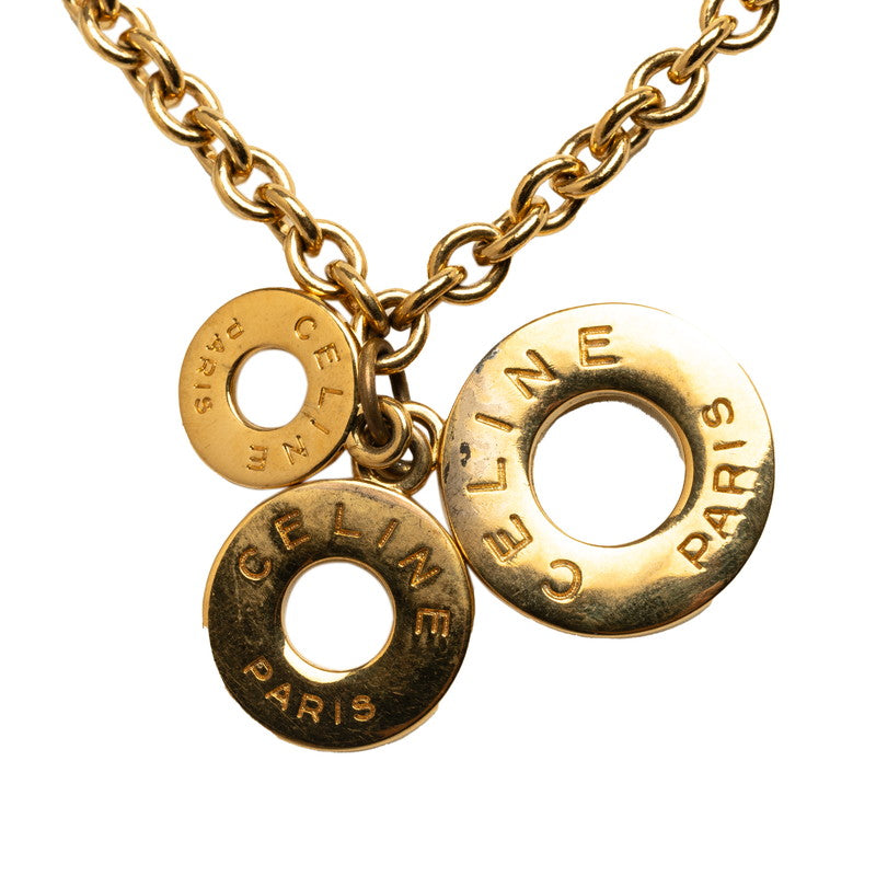 Celine Circle Logo Gold Plated Pendant Necklace