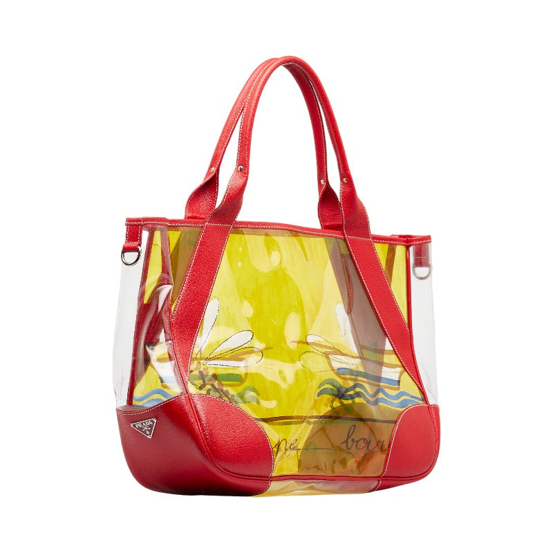 Prada Cinghiale Leather Trim Clear Tote