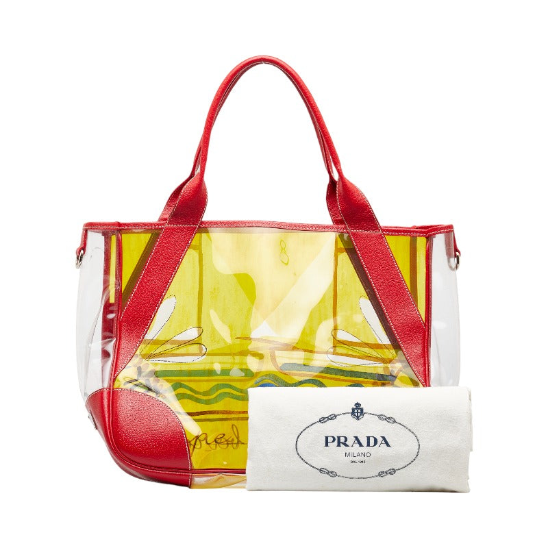 Prada Cinghiale Leather Trim Clear Tote