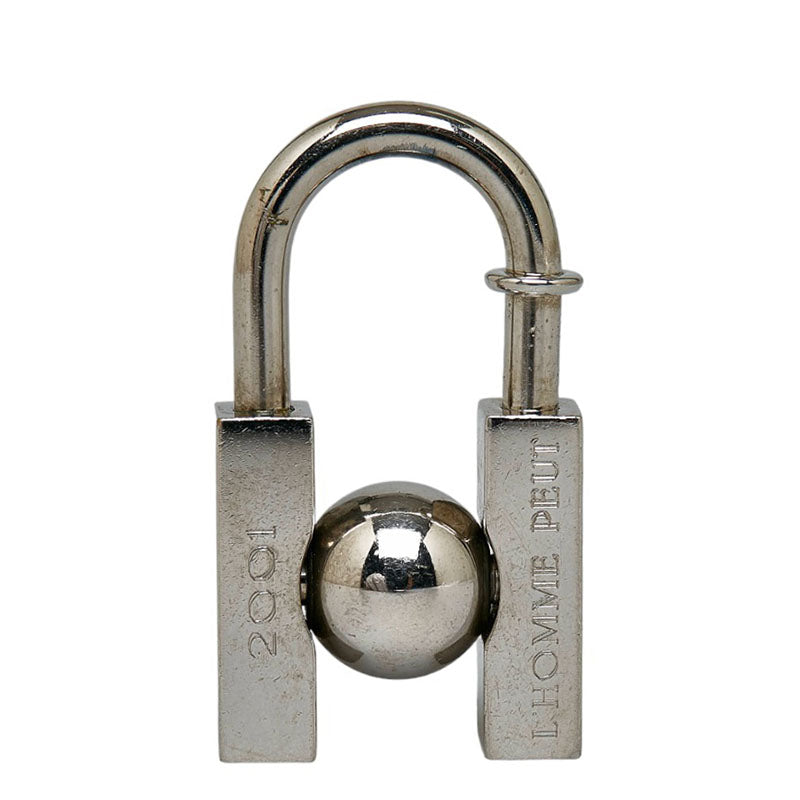 Hermes H Cadena Earth Motif Padlock Silver Metal