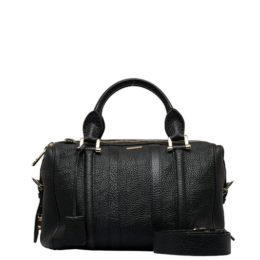 Burberry 2WAY Black Grain Calf Leather Handbag