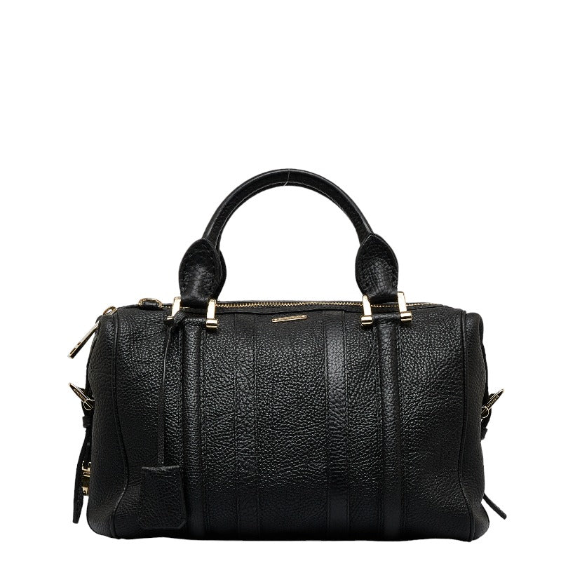 Burberry 2WAY Black Grain Calf Leather Handbag