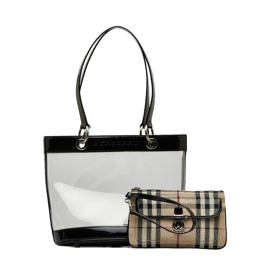 Burberry House Check Canvas Transparent Vinyl Handbag