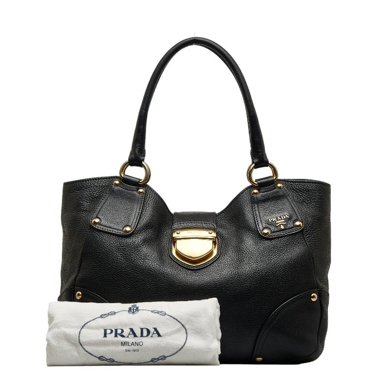 Prada Antic Vitello Daino Pushlock Handbag