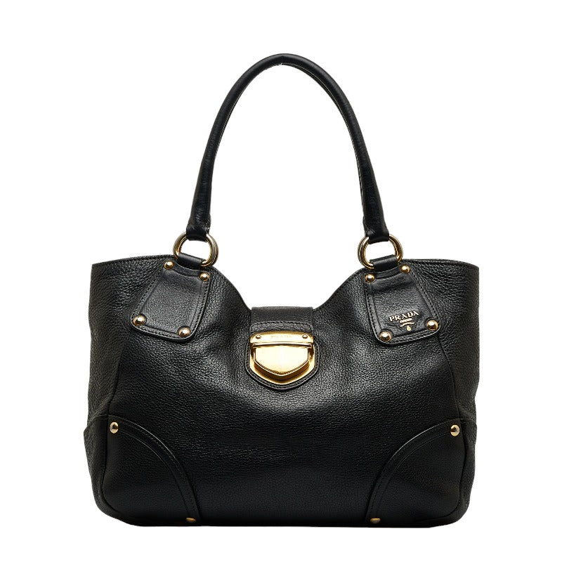 Prada Antic Vitello Daino Pushlock Handbag