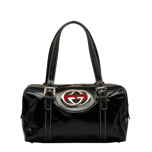 Gucci Dialux Britt Patent Leather Boston Bag