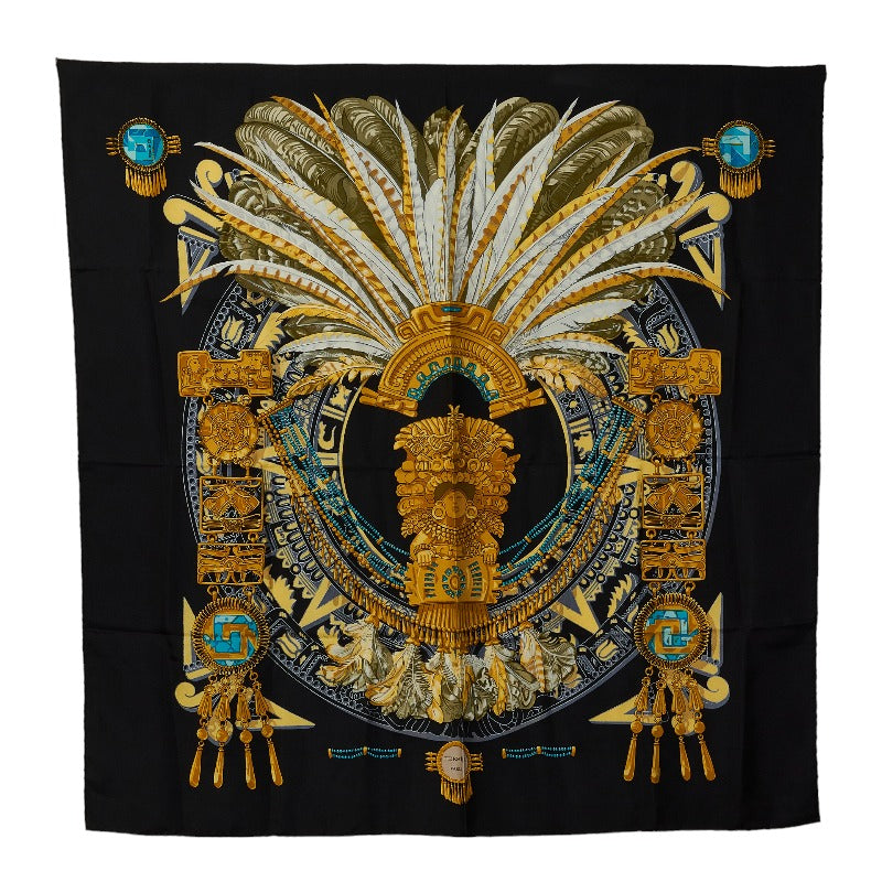 Hermes Carre 90 Mexique Mexico Buddha Statue Silk Scarf