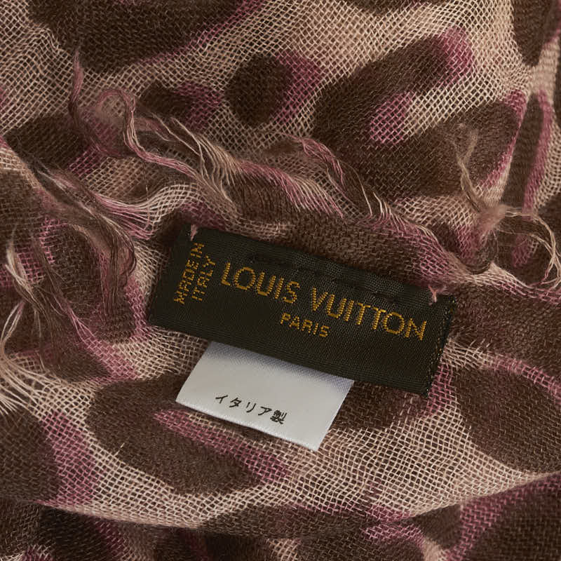 Louis Vuitton Logo Leopard Muffler Stole M7244 Cashmere Silk Scarf