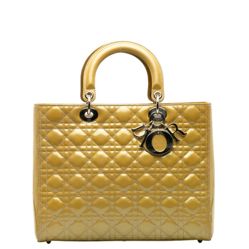 Dior Lady Dior Patent Leather Yellow Handbag