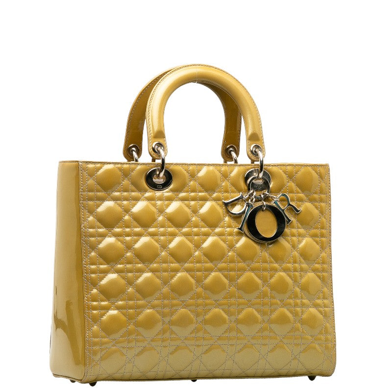 Dior Lady Dior Patent Leather Yellow Handbag