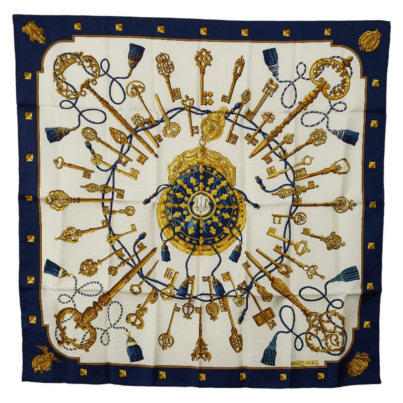 Hermes Carre 90 Les Cles Key Silk Scarf