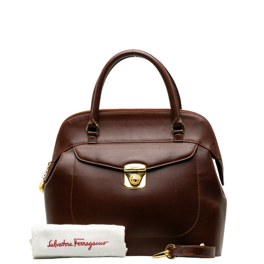 Salvatore Ferragamo Wine Red Leather Handbag