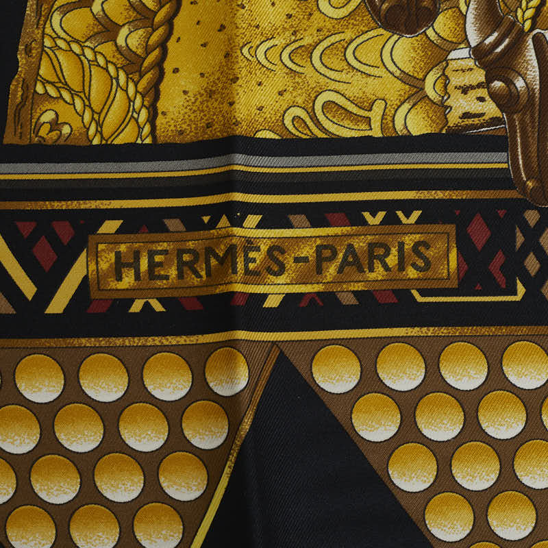 Hermes Carre 90 Lor Des Chefs Chiefs' Gold Silk Scarf