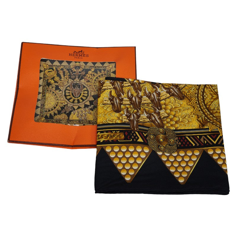 Hermes Carre 90 Lor Des Chefs Chiefs' Gold Silk Scarf