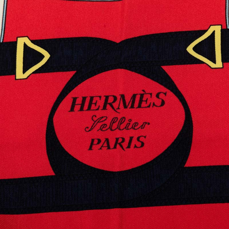 Hermes Carre 90 Eperon Dor Golden Spur Silk Scarf