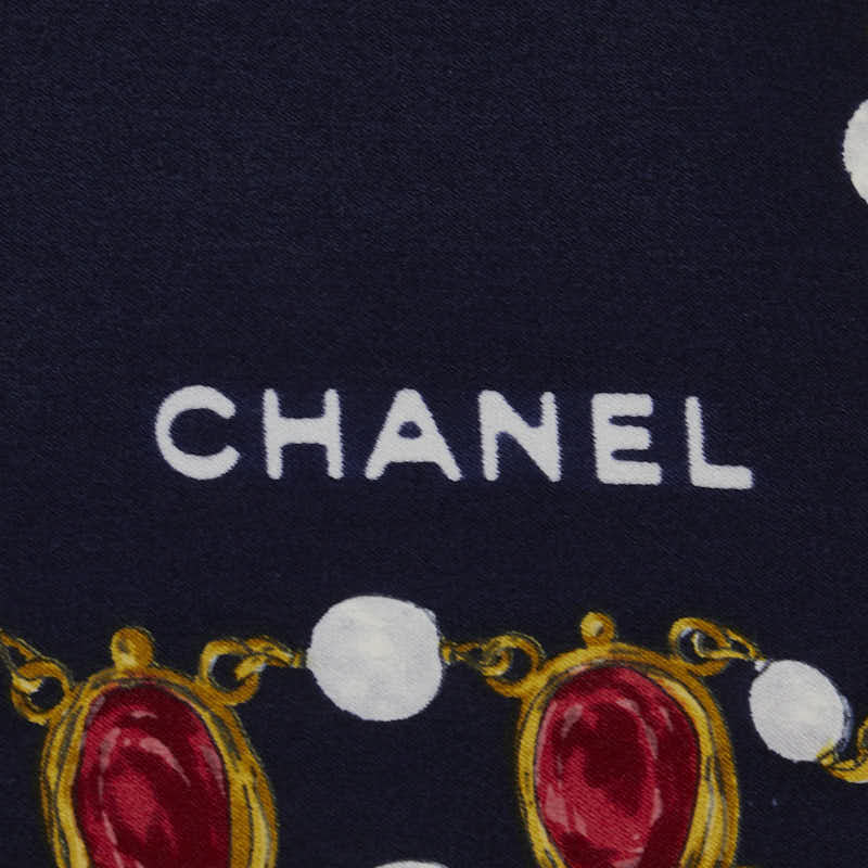 Chanel Chain Colored Stone Silk Scarf