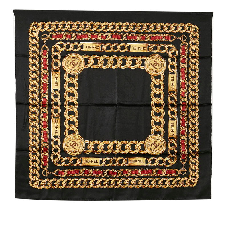 Chanel Gold Chain Coco Mark Silk Scarf