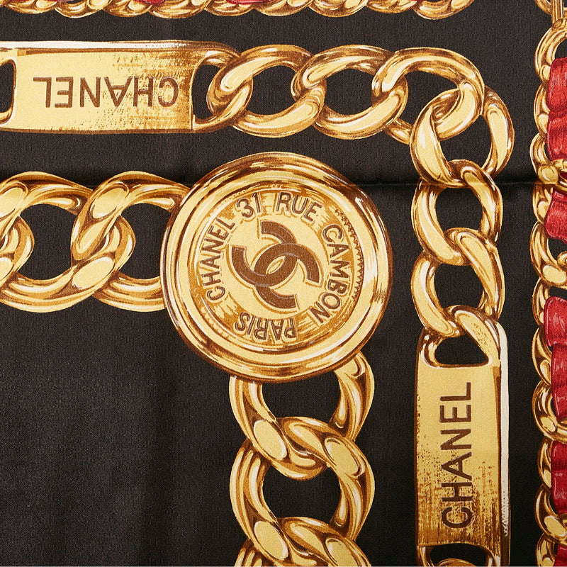 Chanel Gold Chain Coco Mark Silk Scarf