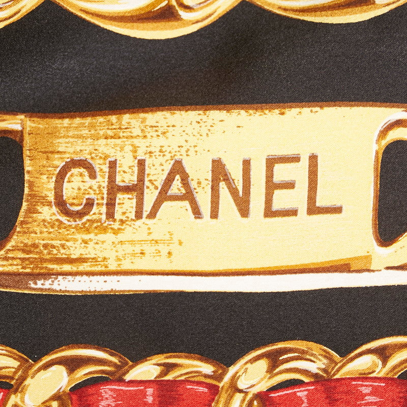 Chanel Gold Chain Coco Mark Silk Scarf