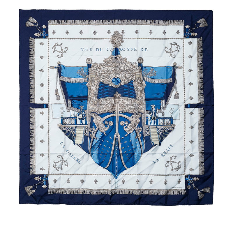 Hermes Carre 90 Vue Du Carrosse De La Galere La Reale Coronation of the Queen Silk Scarf