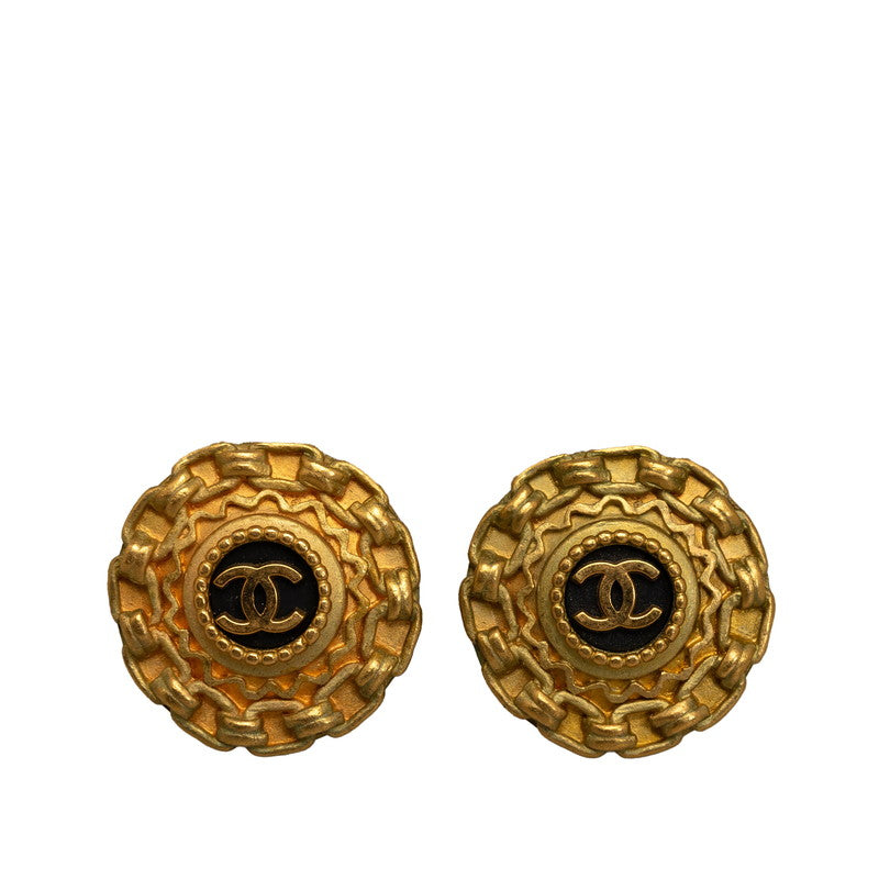 Chanel Coco Mark Chain Pattern Earrings