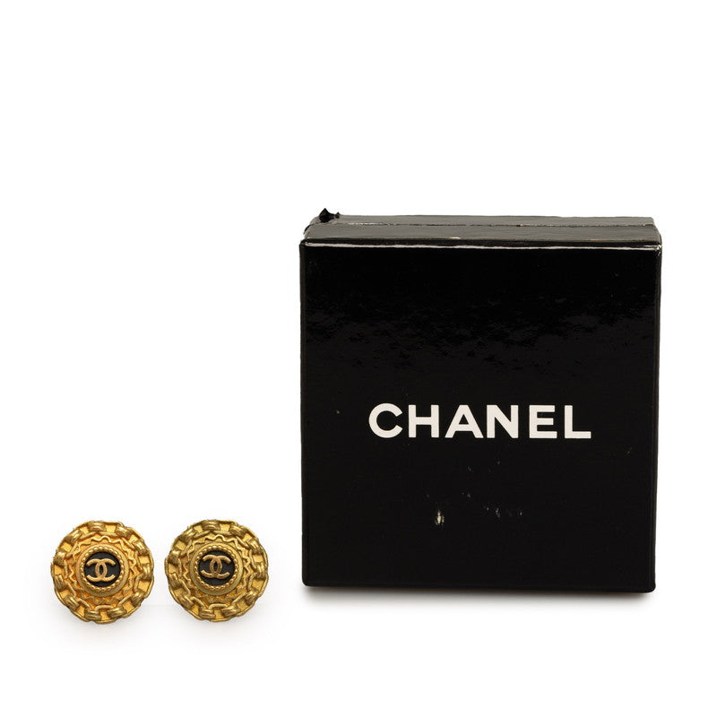 Chanel Coco Mark Chain Pattern Earrings